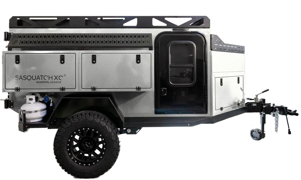 A cutout of the Highland 60 Offroad Trailer in white